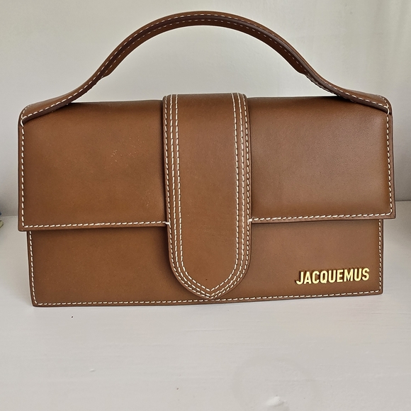 Jacquemus Handbags - Jacquemus Le Grand Bambino Shoulder Bag  with Gold Logo.